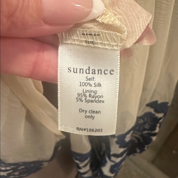 Sundance Boho Luiza Silk Embroidered Sheer Blouse Size Medium NWT Cream Blue - Picture 10 of 10